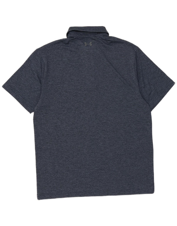 Under Armour Mens Polo Shirt Medium Navy Blue Flecked Polyester