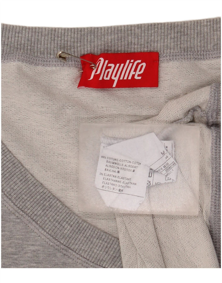 Playlife Damen Sweatshirt Pullover UK 14 Mittelgraue Baumwolle