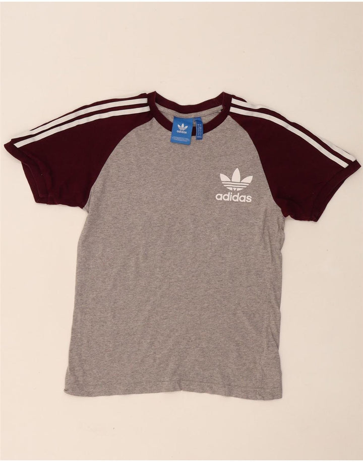 ADIDAS Herren T-Shirt Top Small Grau Colourblock Baumwolle