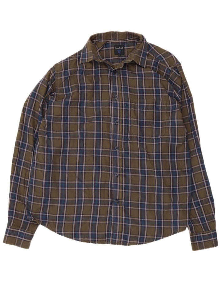 JAMES PRINGLE Herren-Flanellhemd, Mittelkhaki, kariert, Polyester