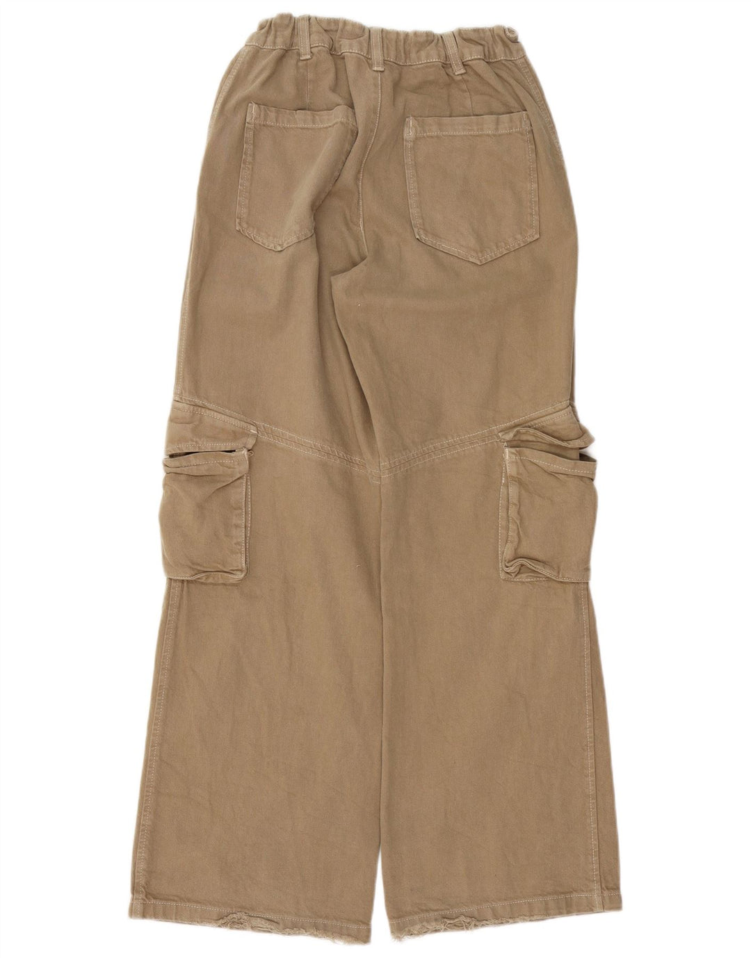 ZARA Damen Cargohose mit weitem Bein, Größe S, W26, L31, Beige