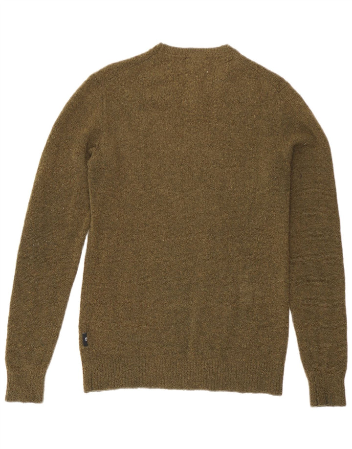 Ted Baker Herren-Pullover mit grafischem Rundhalsausschnitt, Größe 2, kleine Khaki-Wolle