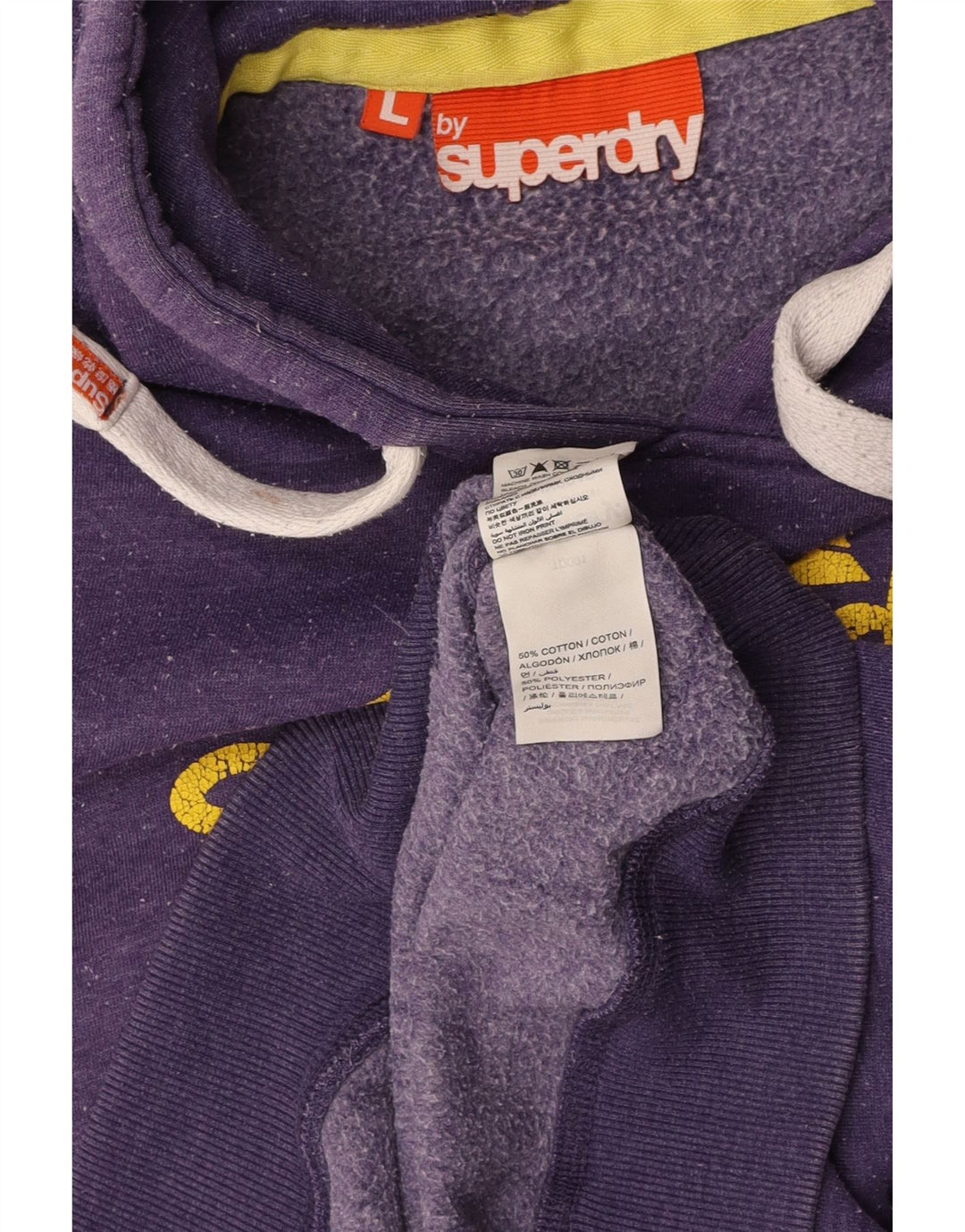 SUPERDRY Damen-Kapuzenpullover mit Grafik, UK 14, Größe L, Lila, Baumwolle