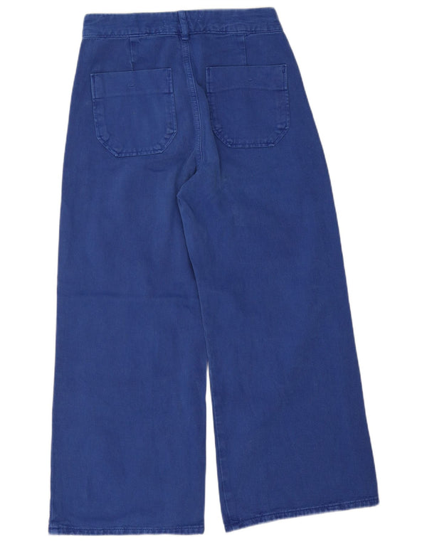 Zara Damen-Jeans mit hoher Taille und weitem Bein, kurz geschnitten, EU 38, Größe S, W28, L24, Blau