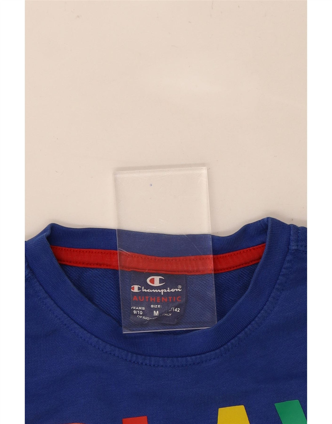 CHAMPION Boys Graphic Sweatshirt Jumper 9-10 Years Medium Blue Cotton Vintage Champion and Second-Hand Champion from Messina Hembry 