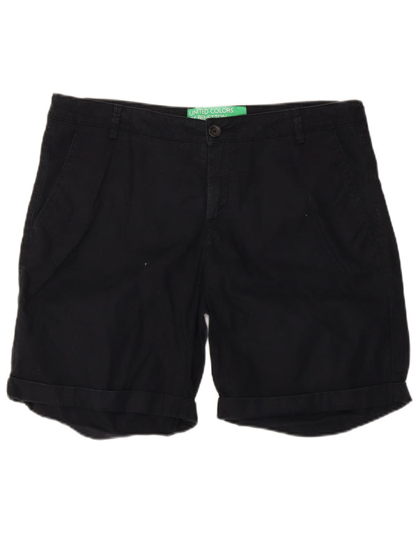 BENETTON Damen Chinoshorts UK 14 Large W36 Schwarze Baumwolle