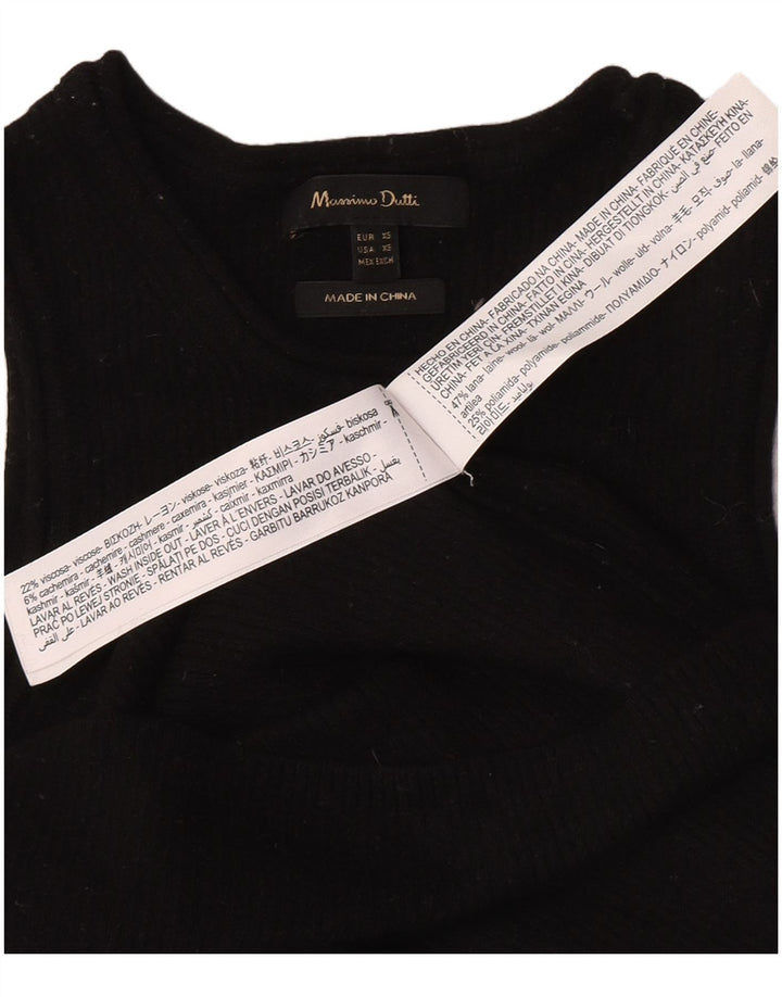 Massimo Dutti Damen Weste Top UK 4 XS Schwarze Wolle