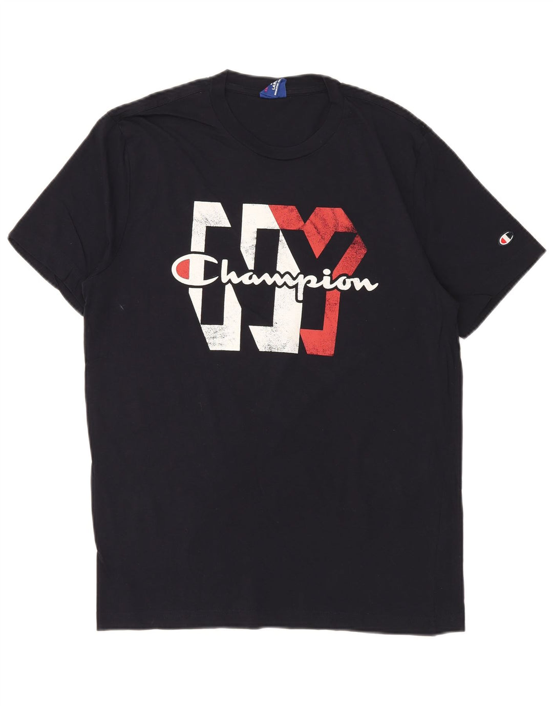CHAMPION Herren-T-Shirt mit Grafik, Größe L, Marineblau