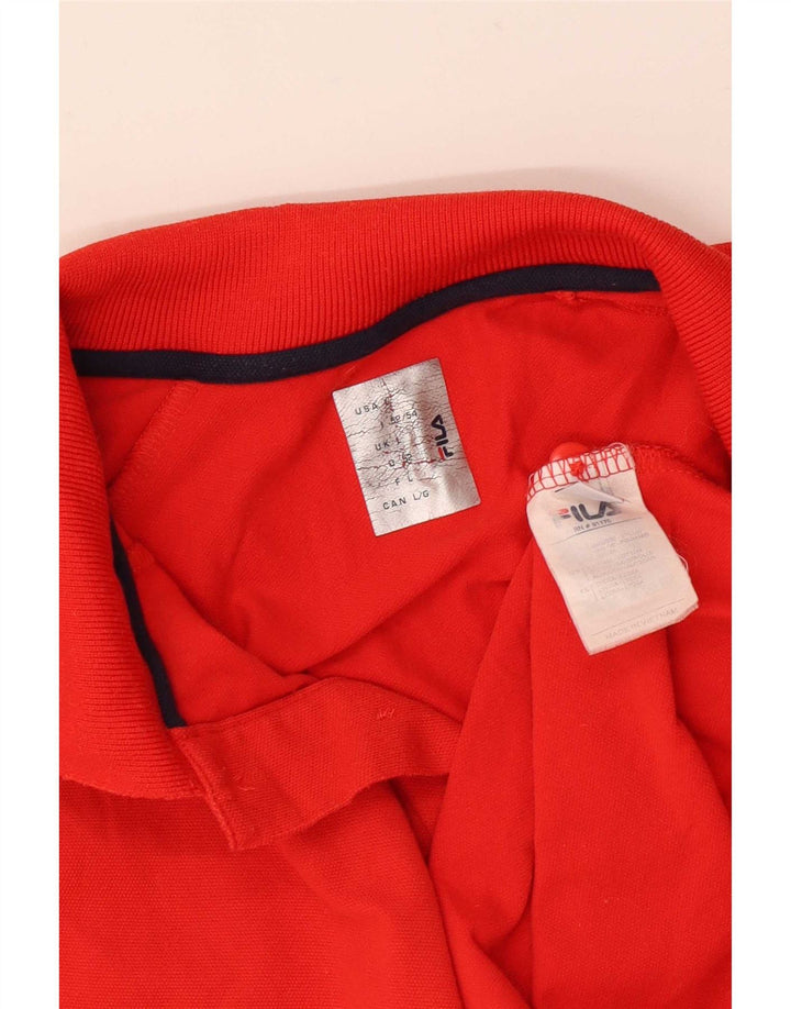 Fila Herren-Poloshirt, großes rotes Colourblock-Polyamid