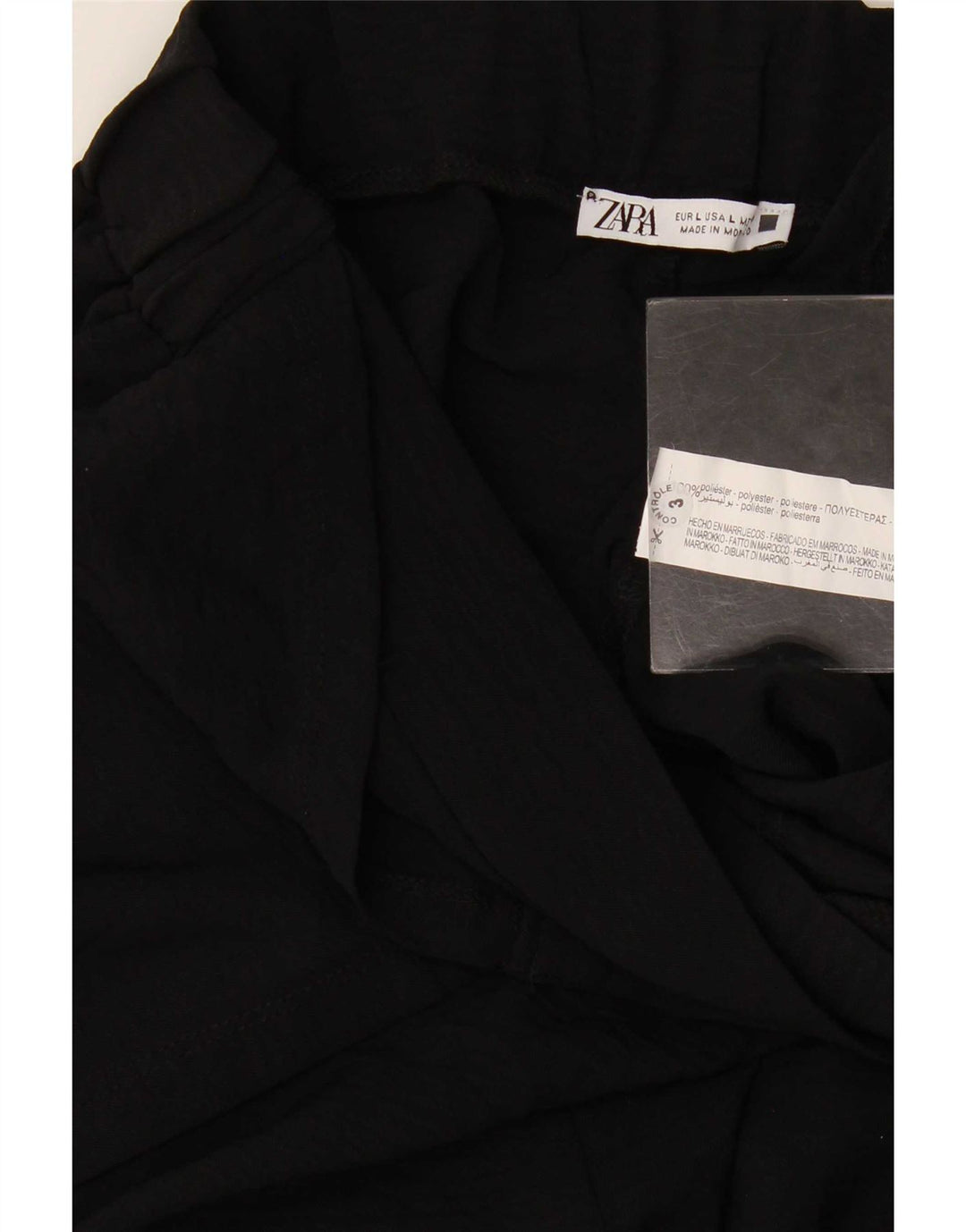 Zara Damen-Freizeithose mit weitem Bein, Größe L, W30, L30, Schwarz, Polyester
