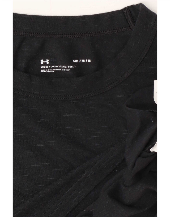 Under Armour Damen Crop Top Langarm UK 14 Mittelschwarze Baumwolle