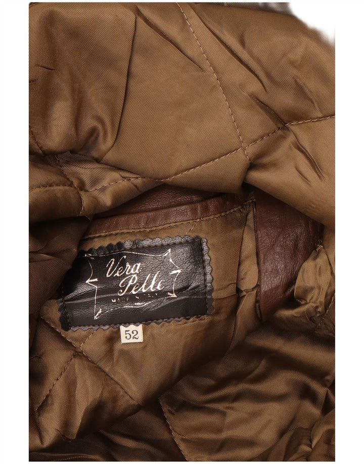 VINTAGE Herren Lederjacke IT 52 XL Braunes Leder