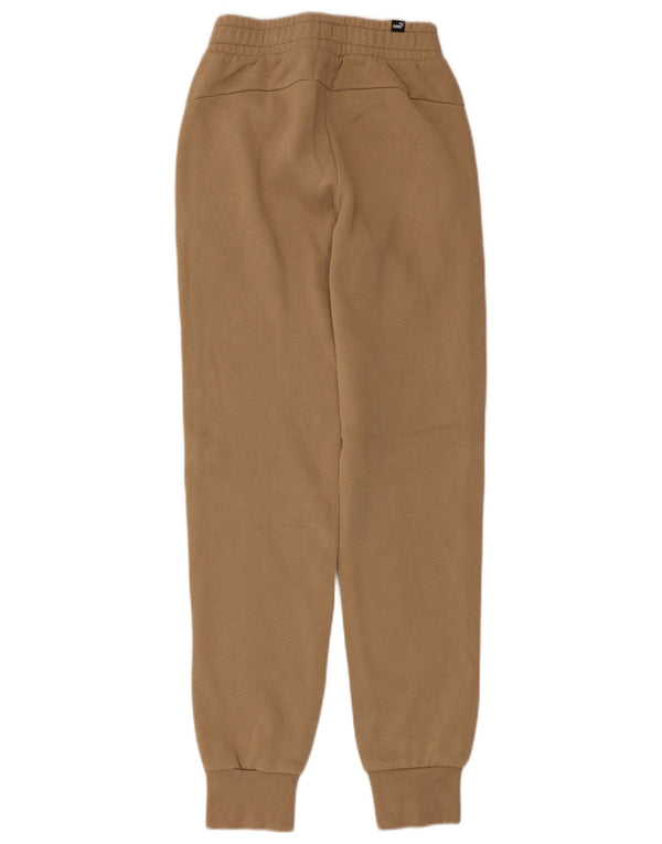 Puma Damen Trainingshose Jogger UK 4 XS Beige Baumwolle