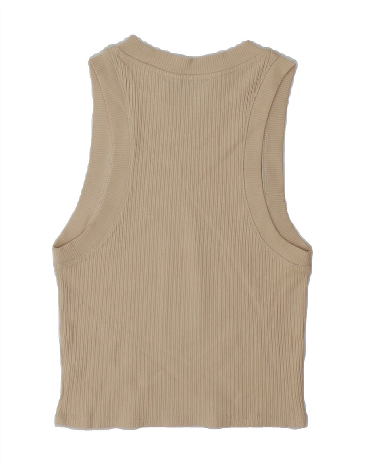 ZARA Womens Crop Vest Top UK 10 Small Beige Cotton Vintage Zara and Second-Hand Zara from Messina Hembry 
