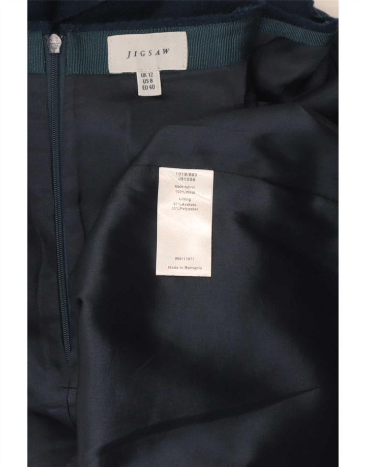 Jigsaw Damen Bleistiftrock UK 12 Medium W32 Marineblaue Wolle