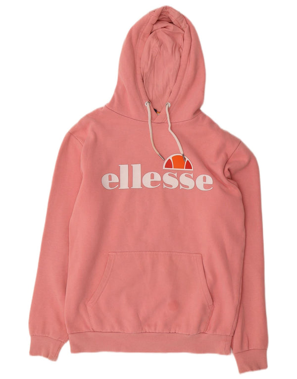Ellesse Womens Graphic Oversized Hoodie Pullover UK 10 Small Rosa Baumwolle