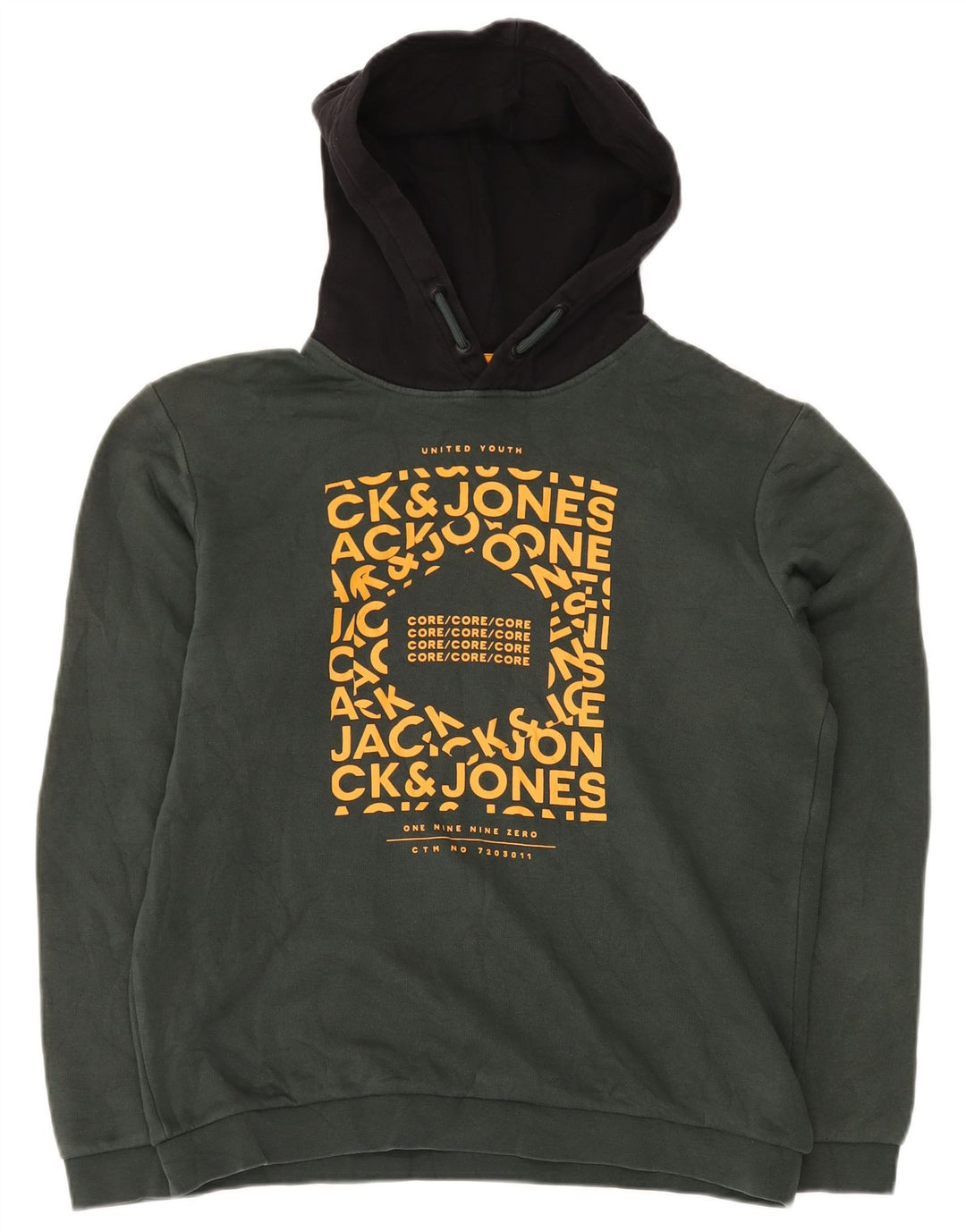 JACK & JONES Kapuzenpullover mit Grafik für Jungen, 15–16 Jahre, grüner Farbblock