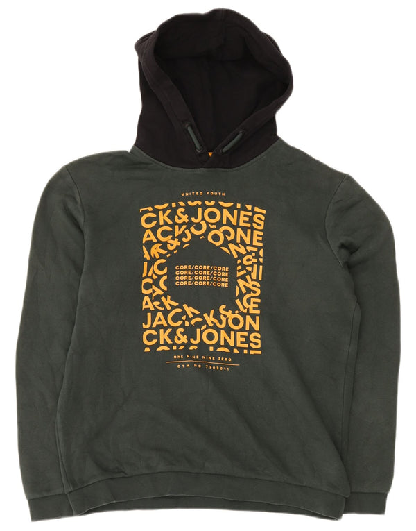 JACK & JONES Kapuzenpullover mit Grafik für Jungen, 15–16 Jahre, grüner Farbblock