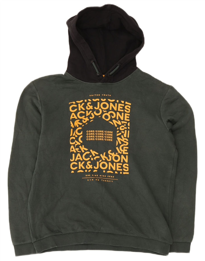 JACK & JONES Kapuzenpullover mit Grafik für Jungen, 15–16 Jahre, grüner Farbblock