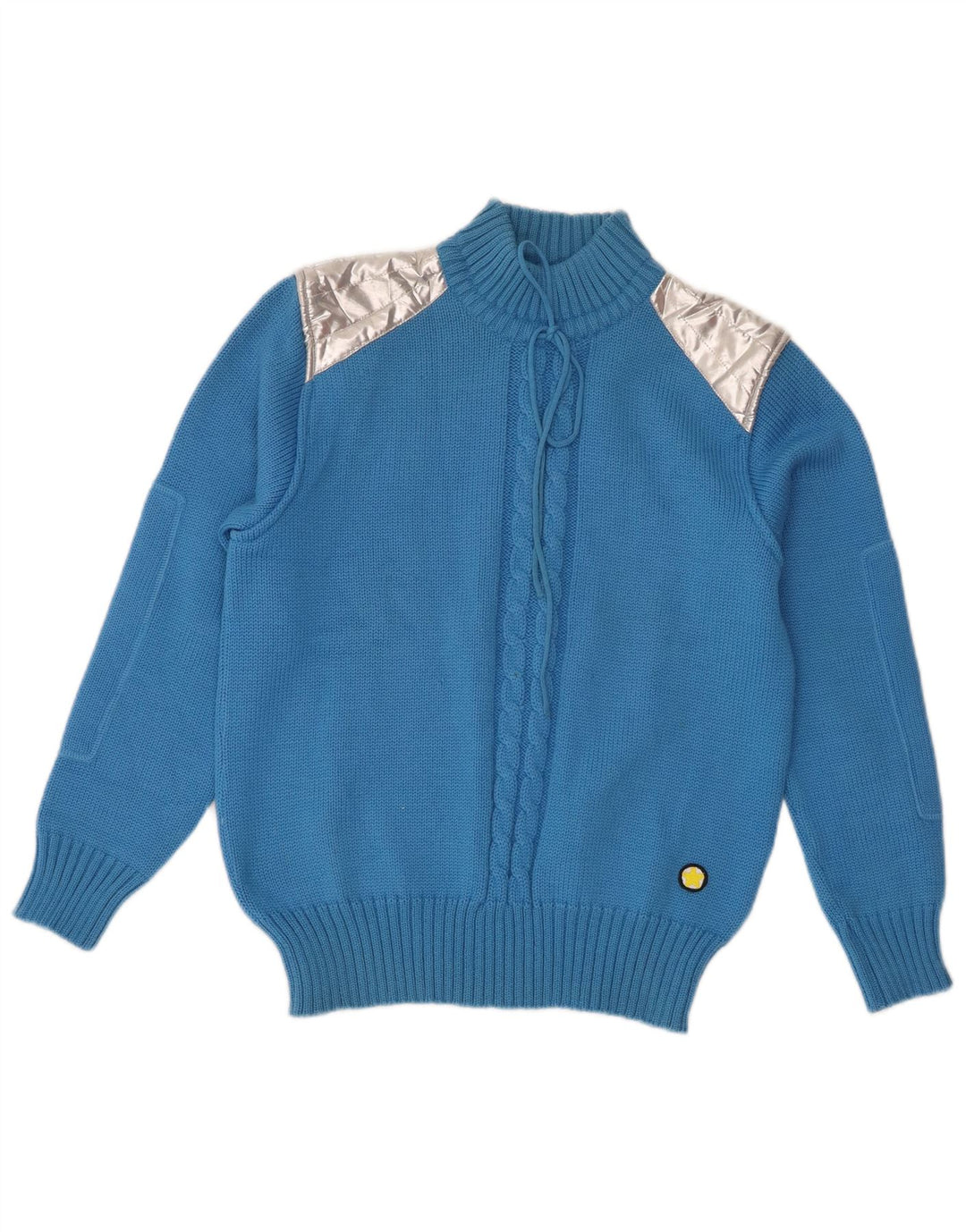 Vintage Damen Rollkragenpullover IT 44 Mittelblauer Farbblock