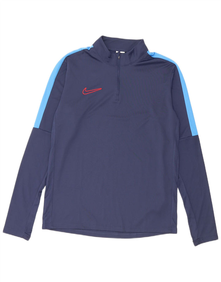 Nike Herren Dri Fit Pullover-Trainingsanzug-Oberteil, mittelgroß, Marineblau, Farbblock