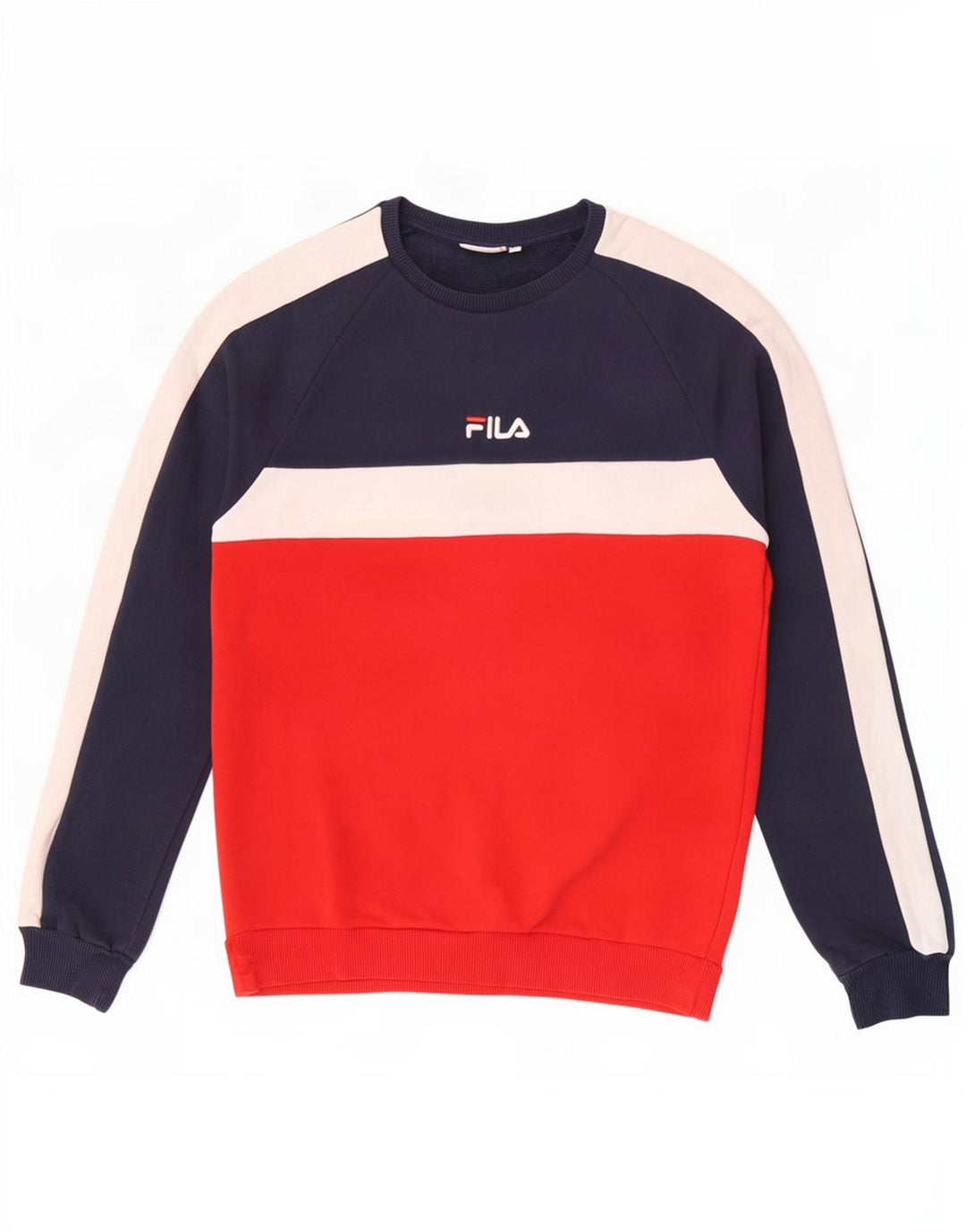 Fila Herren-Sweatshirt-Pullover aus mittelblauer, marineblauer Colourblock-Baumwolle