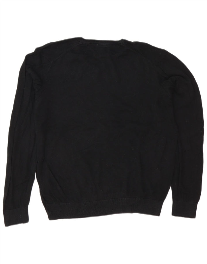 Marks & Spencer Herren-Pullover, reguläre Passform, V-Ausschnitt, groß, aus schwarzer Baumwolle