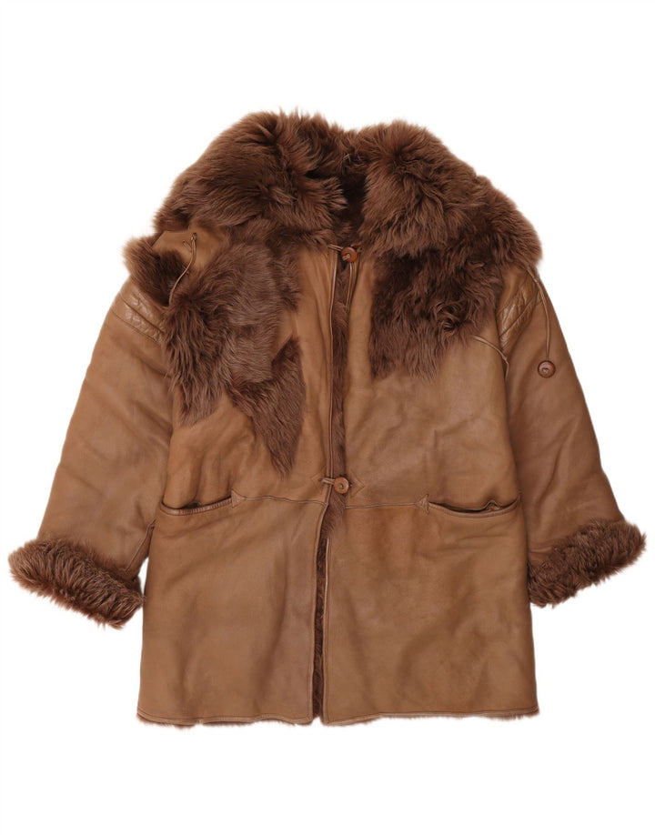 Vintage Damen Lammfellmantel IT 42 Mittelbraun