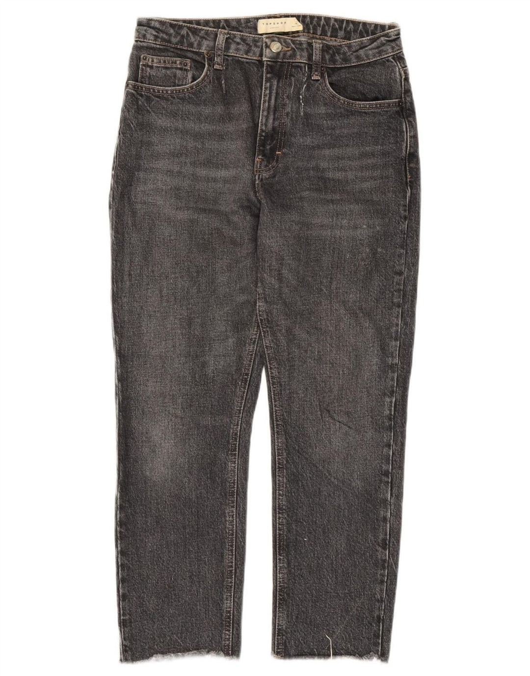 Topshop Damen Straight Jeans W28 L25 Graue Baumwolle