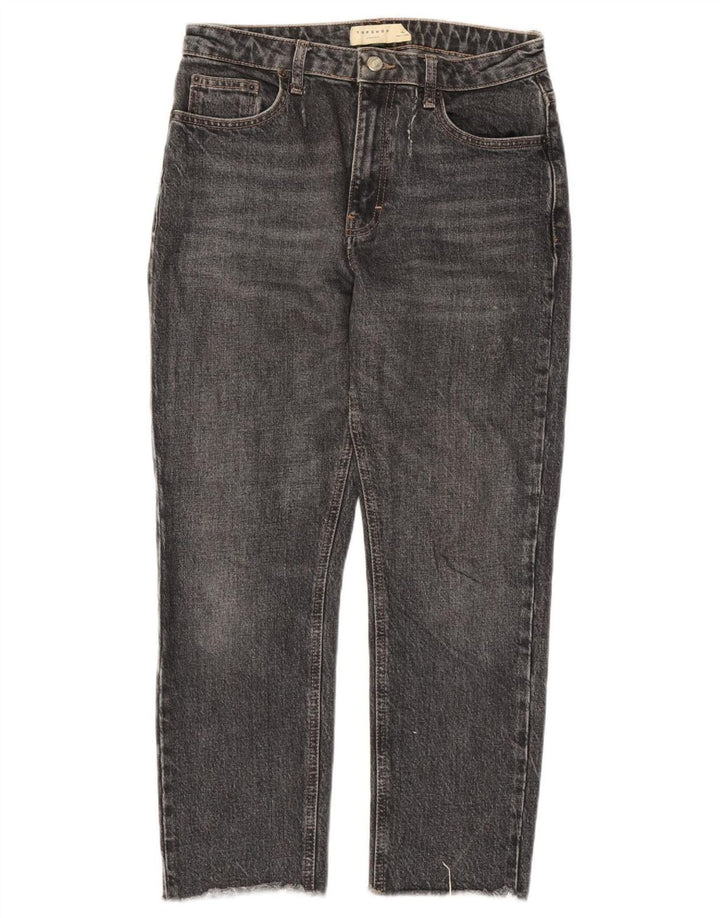 Topshop Damen Straight Jeans W28 L25 Graue Baumwolle