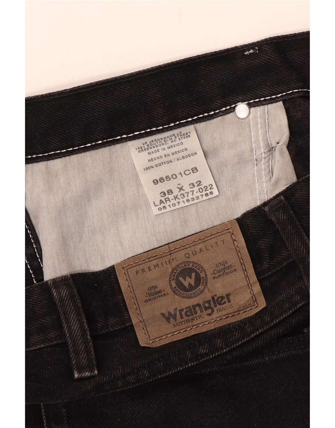 Wrangler Herren Straight Jeans W38 L26 Schwarze Baumwolle