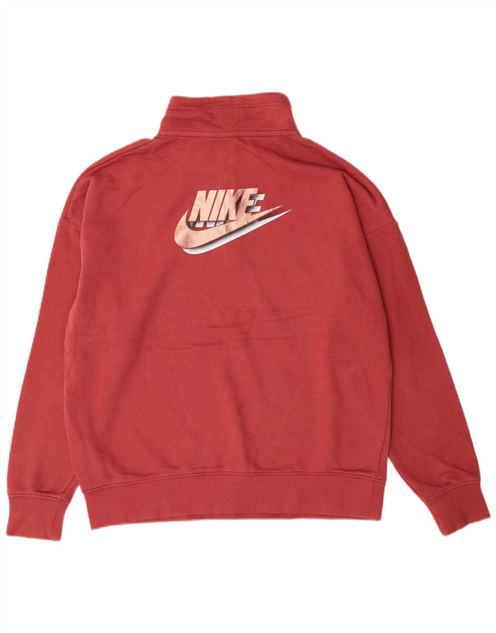 NIKE Damen-Sweatshirt in Übergröße mit Grafik und Reißverschluss am Hals, Gr. 10, Größe S, Rosa
