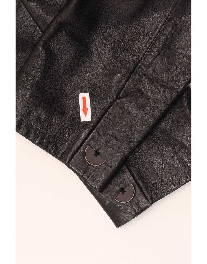 Madeleine Damen Zweireihige Lederjacke UK 12 Medium Schwarz