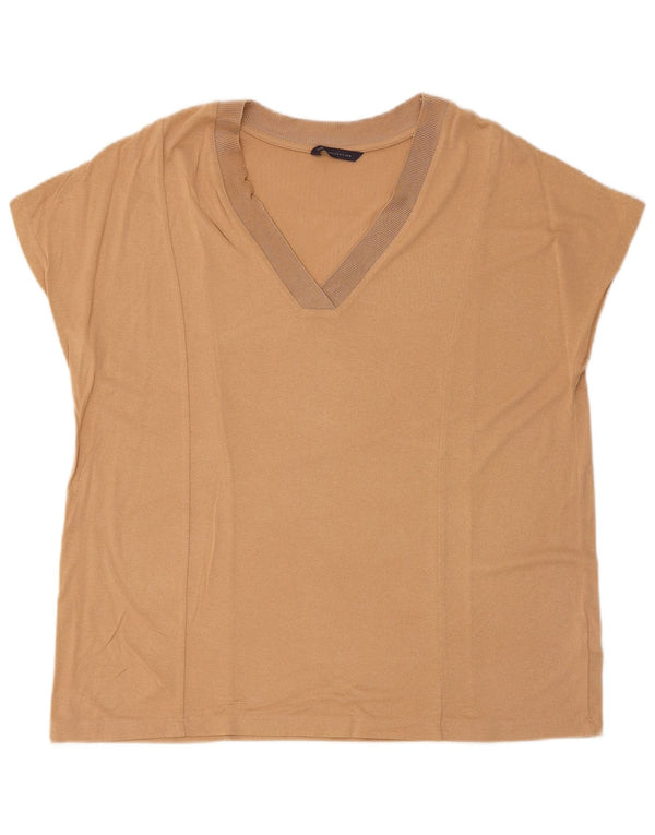 Marks & Spencer Damen T-Shirt Top UK 14 Large Beige Viskose