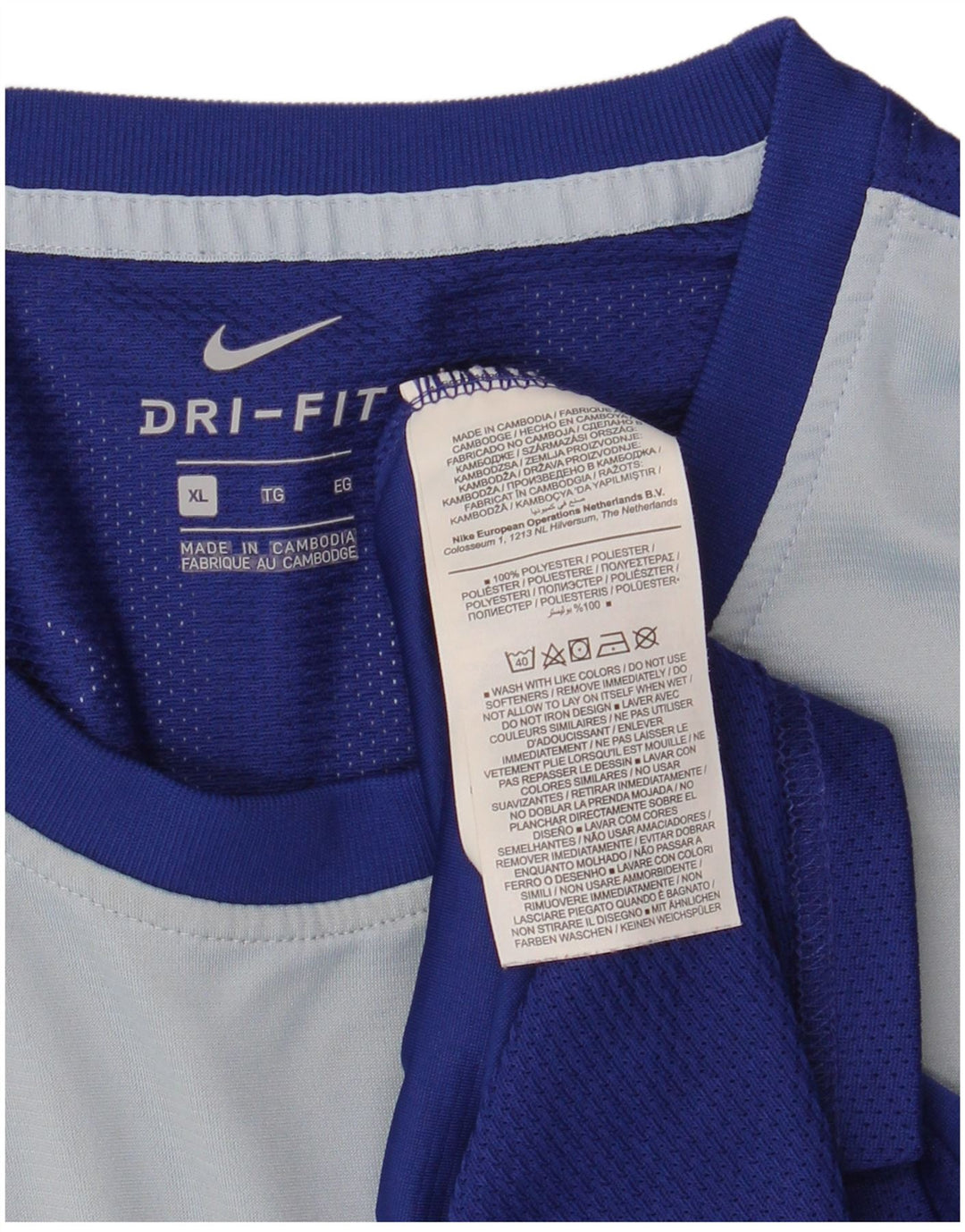 Nike Herren Dri Fit T-Shirt Top XL Blaues Colourblock-Polyester