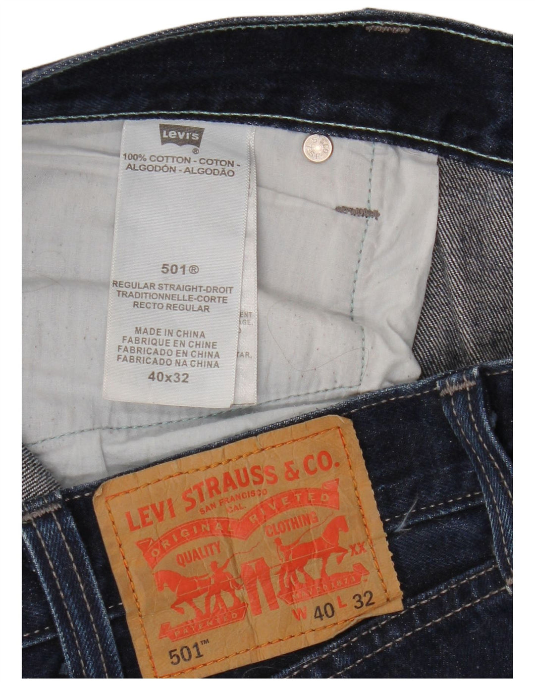 Levi's Herren 501 Straight Jeans W40 L32 Marineblau Baumwolle