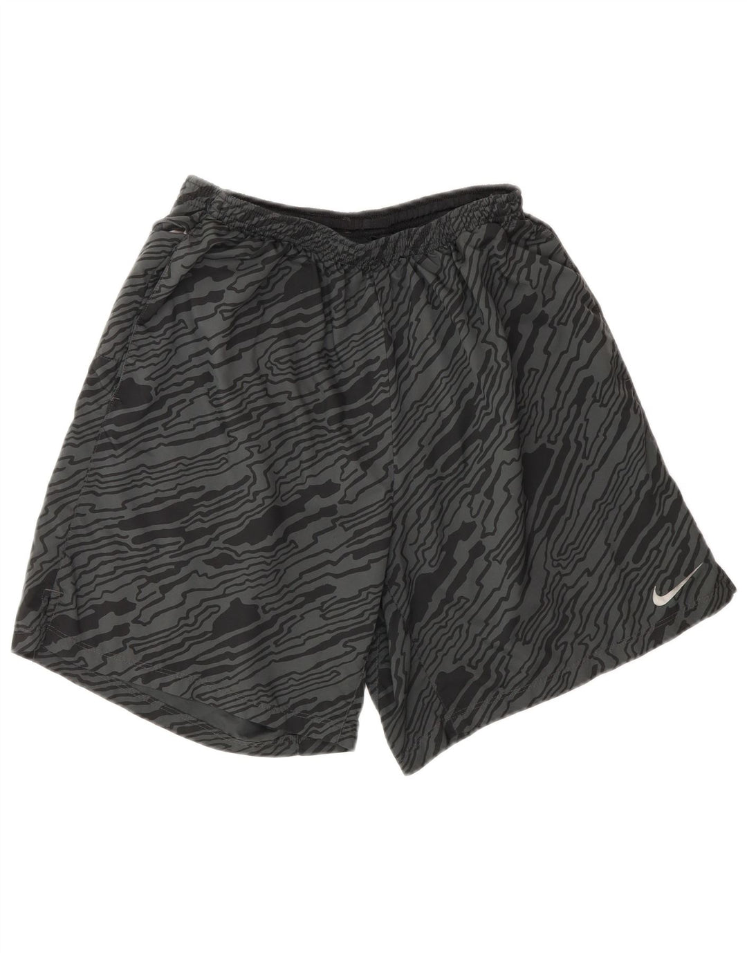 NIKE Herren Dri Fit Sportshorts mit abstraktem Muster, Größe L, grau, Polyester