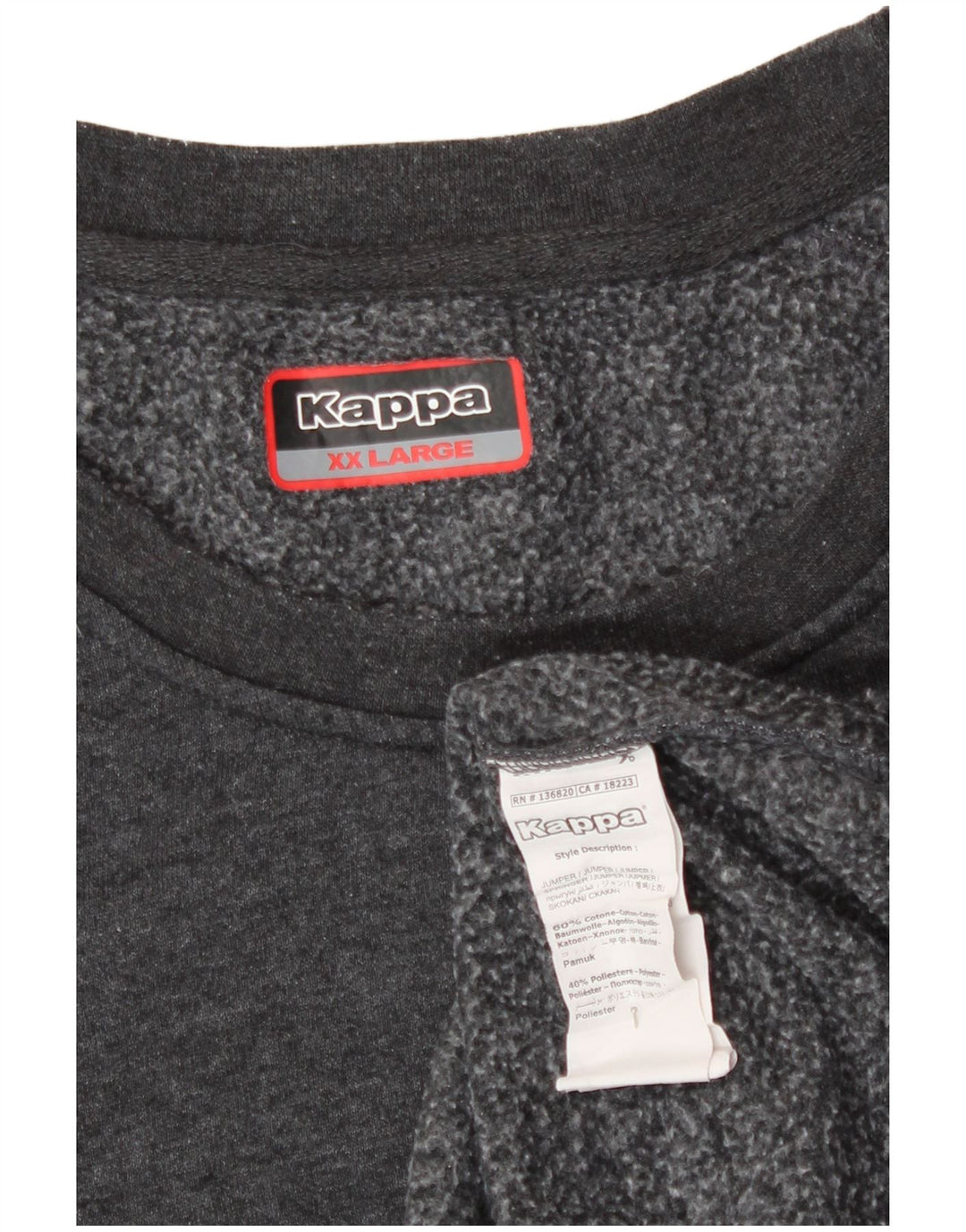 Kappa Herren Sweatshirt Pullover 2XL Grau Baumwolle