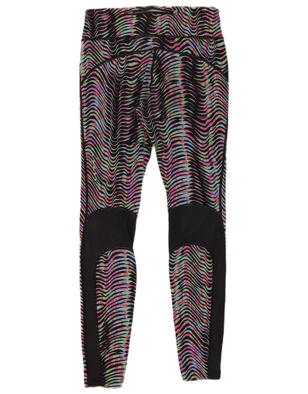 Nike Damen Dri Fit Leggings UK 12 Medium Mehrfarbig gestreift Nylon