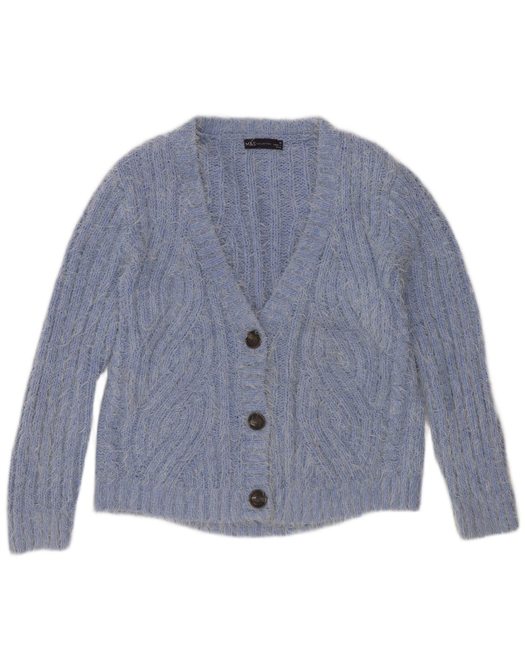 Marks & Spencer Damen-Cardigan-Pullover UK 14 Mittelblaues Polyester