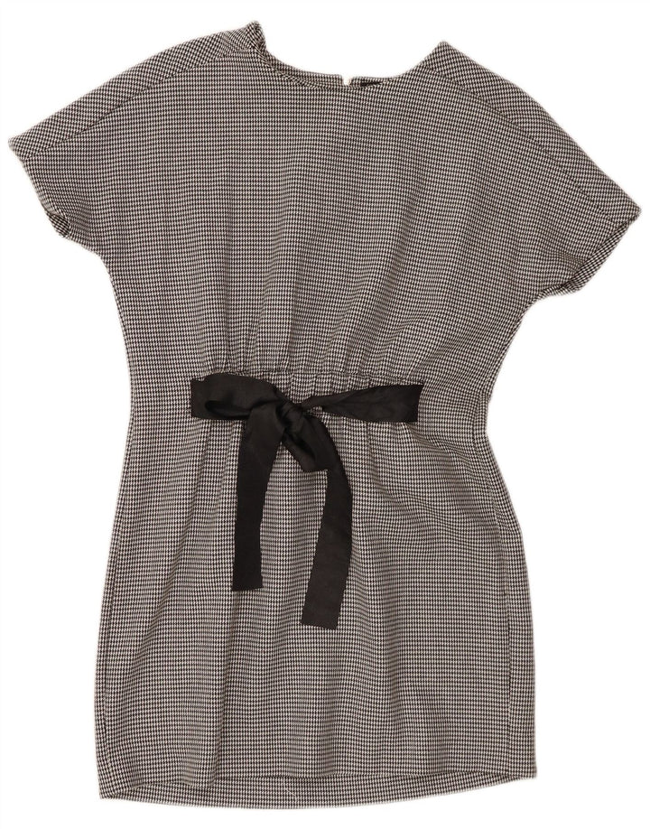 Zara Damen Trafaluc Basic Kleid UK 10 Small Schwarzer Hahnentritt-Polyester
