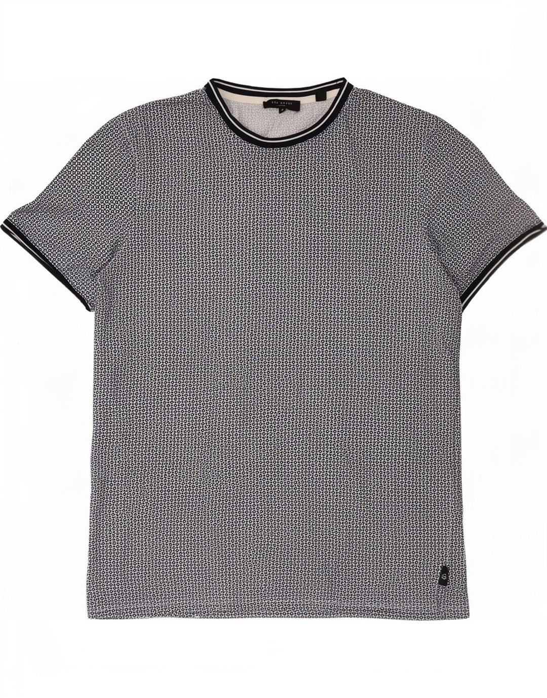 Ted Baker Herren-T-Shirt-Oberteil, Größe 4, groß, grau gepunktete Baumwolle