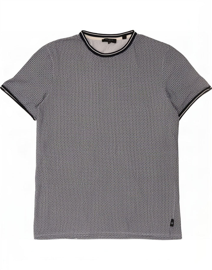 Ted Baker Herren-T-Shirt-Oberteil, Größe 4, groß, grau gepunktete Baumwolle