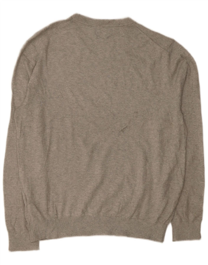 Nautica Herren-Pullover mit V-Ausschnitt aus mittelgrauer Baumwolle