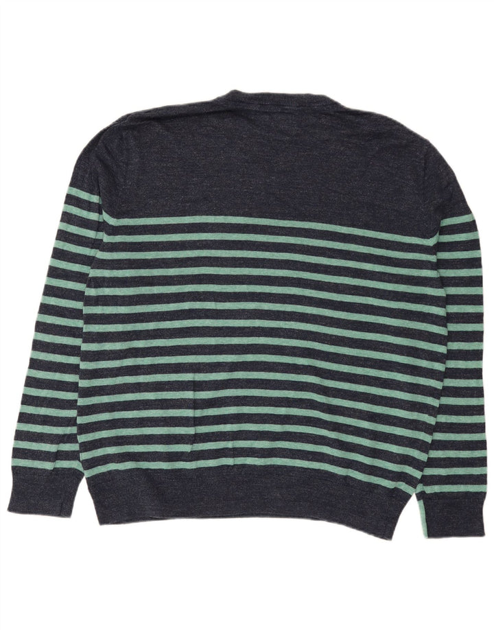 White Stuff Herren-Pullover mit Rundhalsausschnitt, XL, Marineblau, gestreift, Leinen