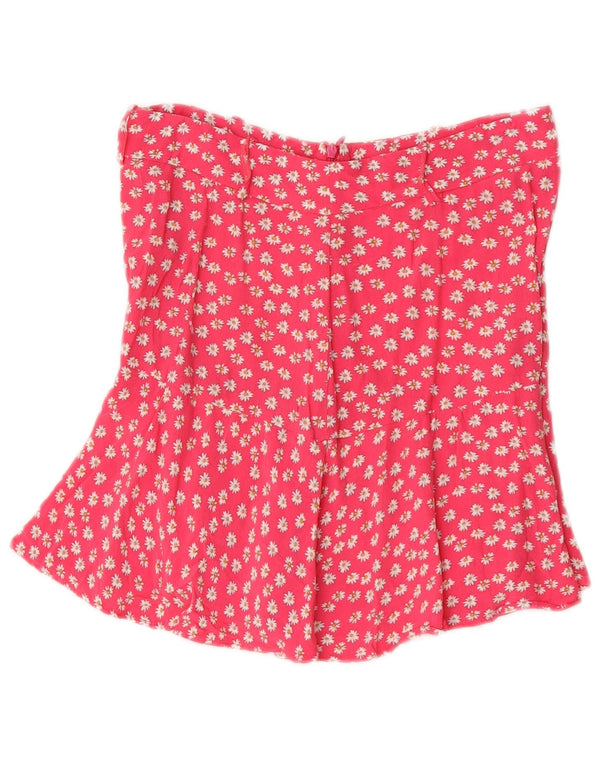 Zara Damen-Shorts mit hoher Taille, mittelgroß, W28, Viskose mit rosa Blumenmuster
