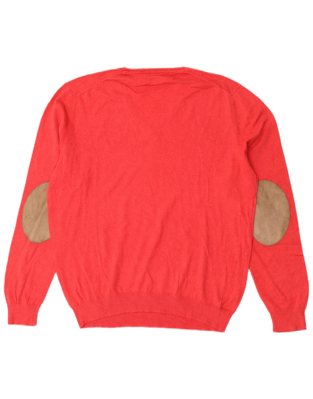 Massimo Dutti Herren-Pullover mit V-Ausschnitt, große rote Baumwolle