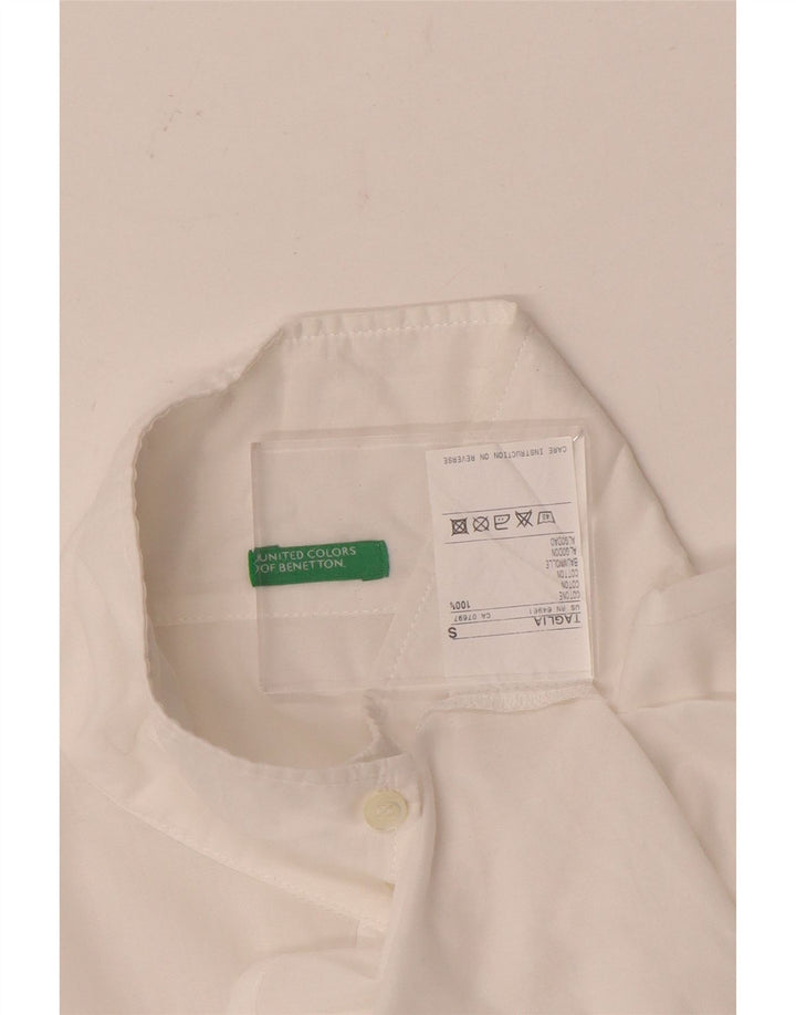 Benetton Damen-Hemd UK 10 Small aus weißer Baumwolle