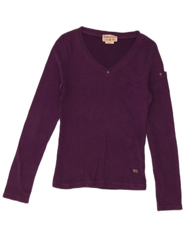 Marlboro Classics Womens Top Long Sleeve UK 14 Large Purple Cotton