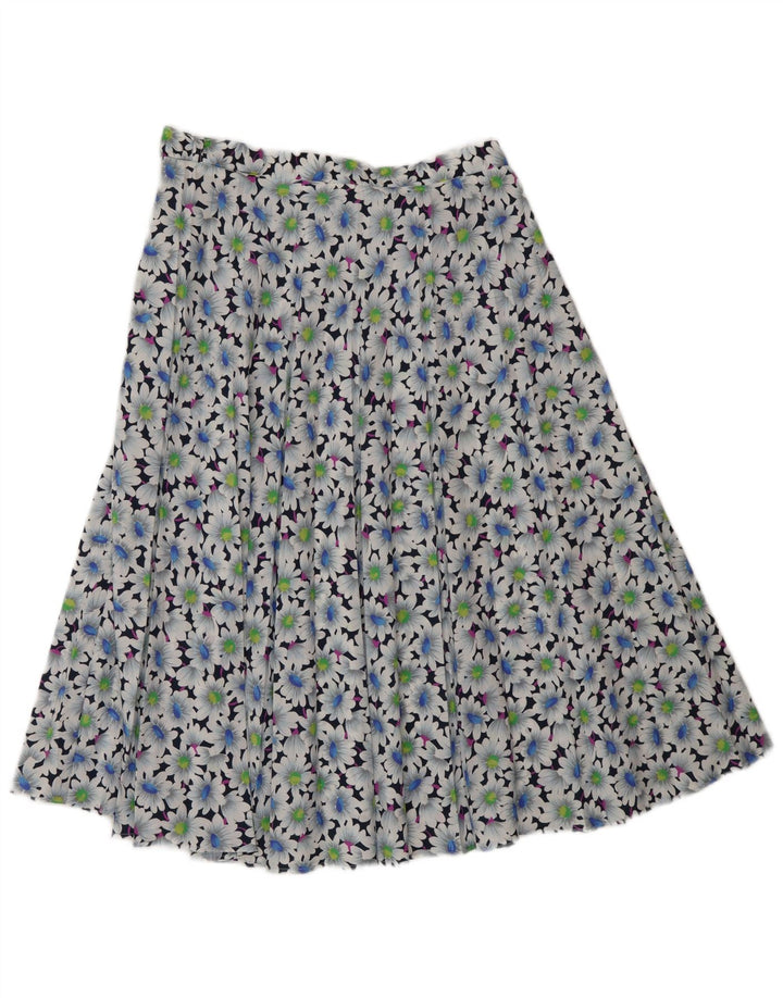 Vintage Damen Faltenrock W32 Großes Mehrfarbiges Blumenmuster